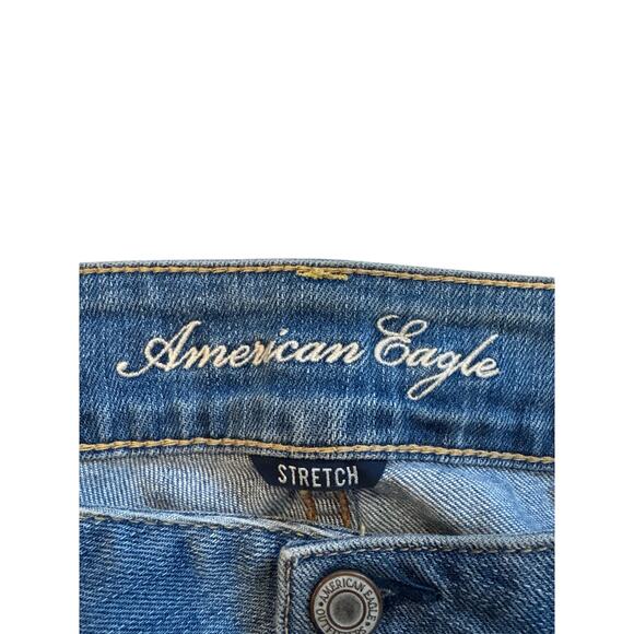 American Eagle Jeans Women 16 Artist Flare Leg Bohemian Hippie Thrashed Stretch - Picture 4 of 9